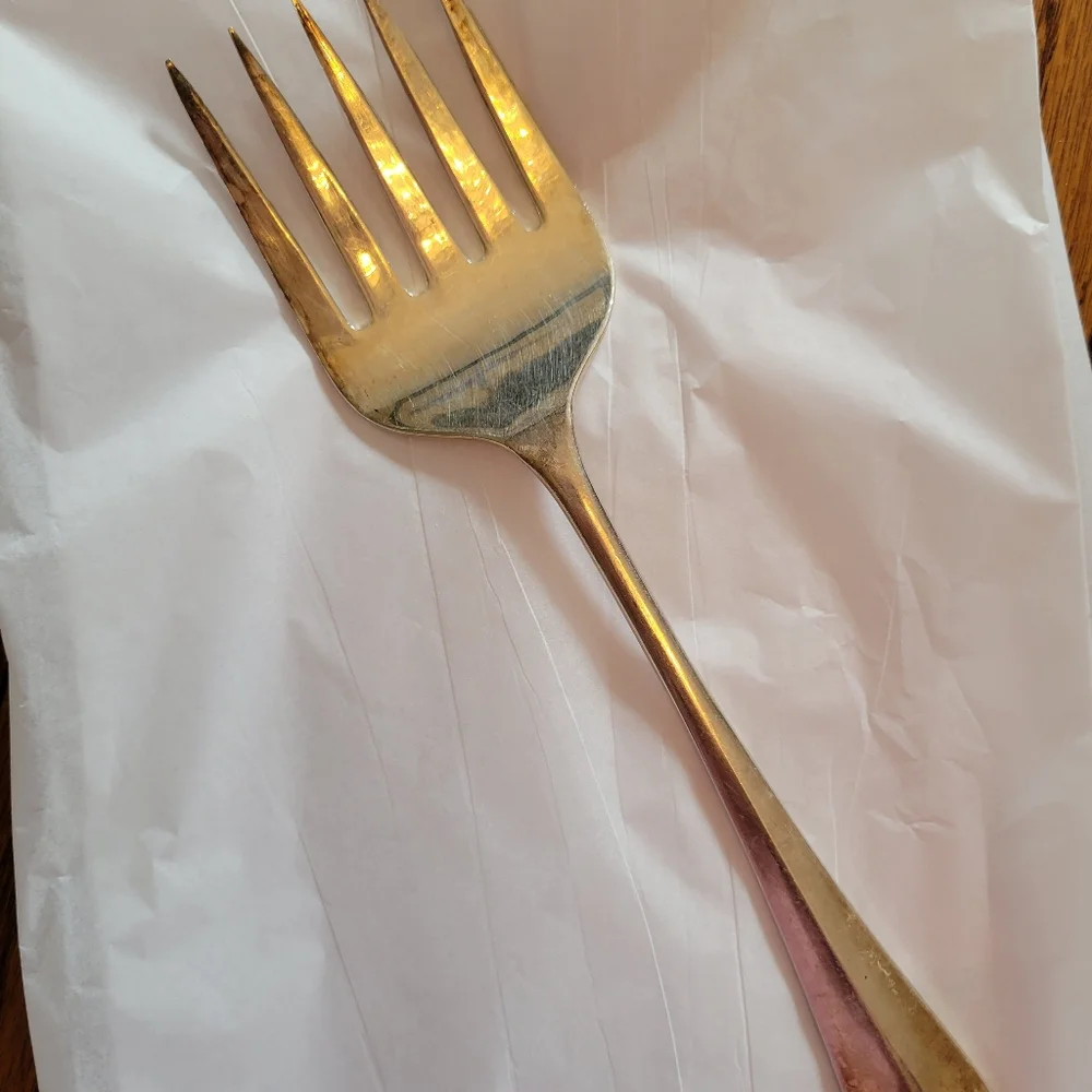 Vintage Sheffield England EPNS A1 Silverplated Large Serving Fork 5-tine Unique!